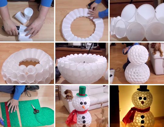 Plastic Cup Snowman DIY