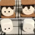 DIY Adorable S’mores Decor with Marshmallow Faces and Cork Squares