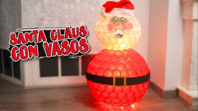 DIY Christmas Plastic Cup Santa Light idea